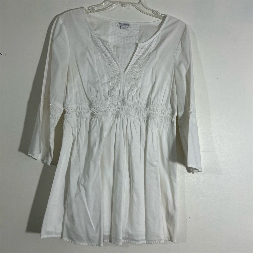 A Pea in the Pod Maternity White V-Neck Tunic Top Size L